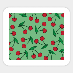 Cherries pattern in green Sticker